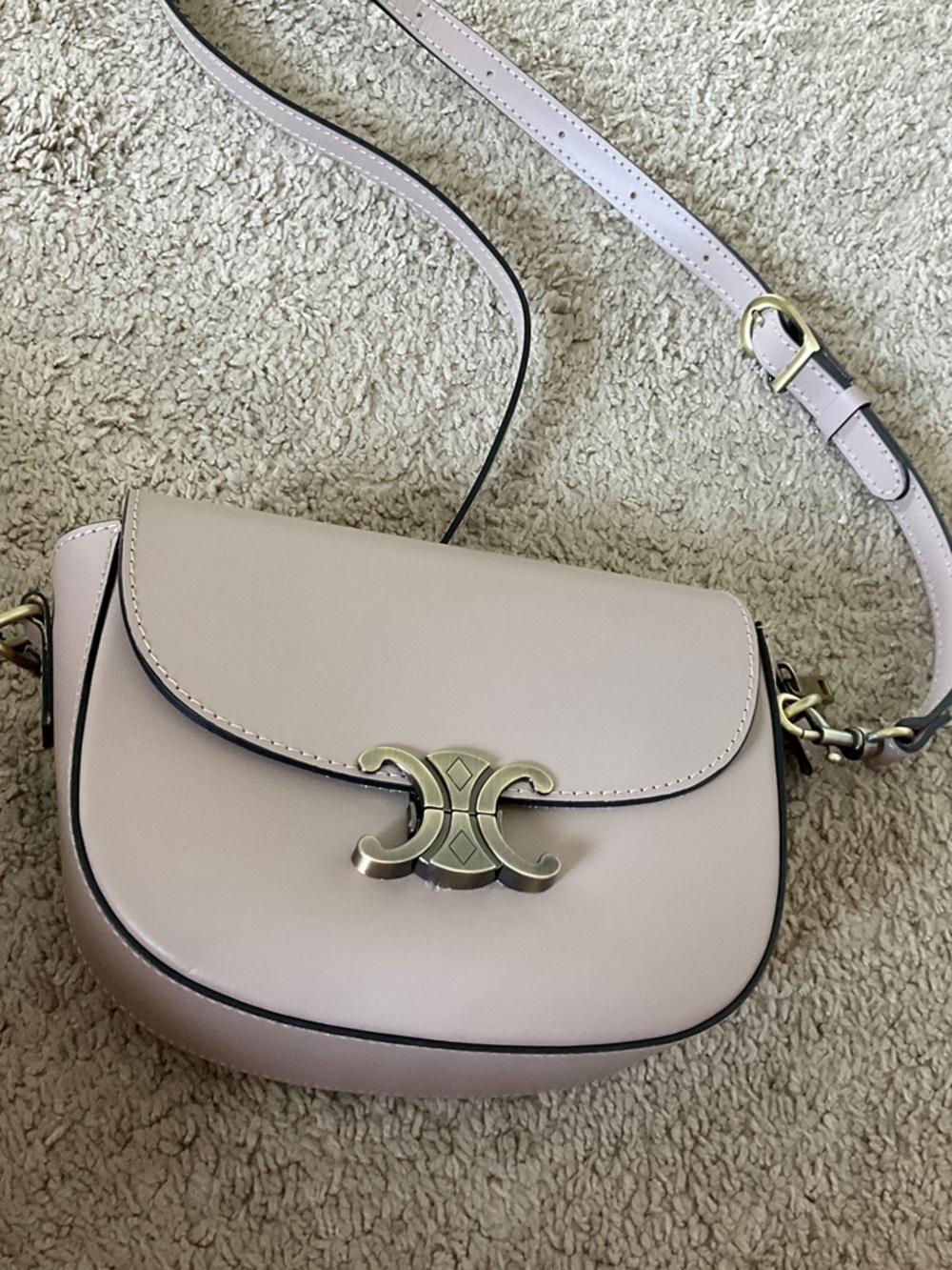 Taupe Leather Crossbody Bag - Picture 3 of 12